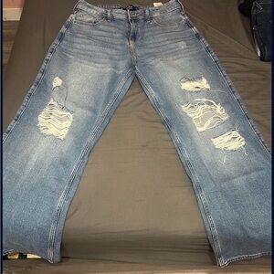 Hollister Women's High Rise Ripped Jeans - Light Blue
